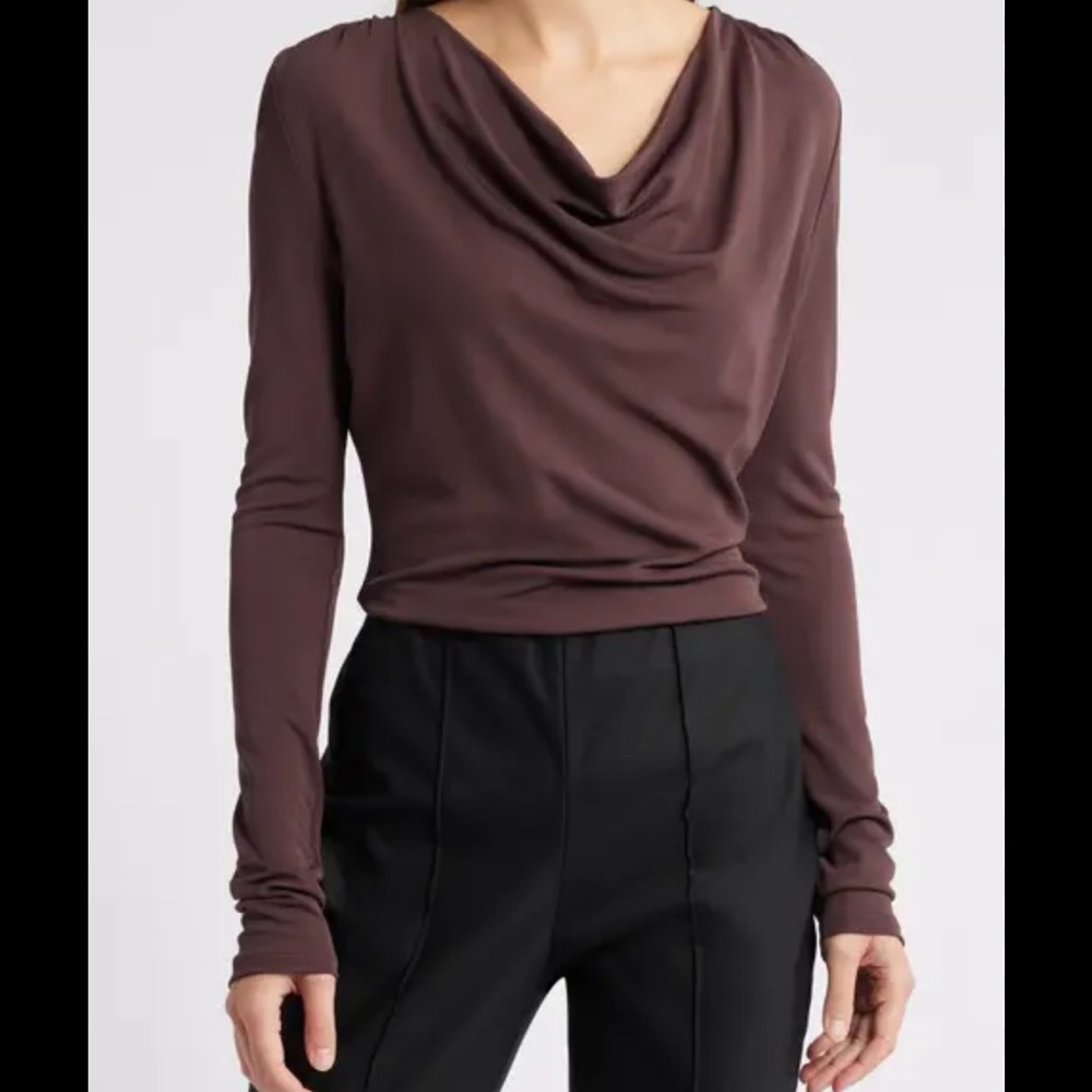 Nordstrom Rack Warm Brown Cowl Neck Top